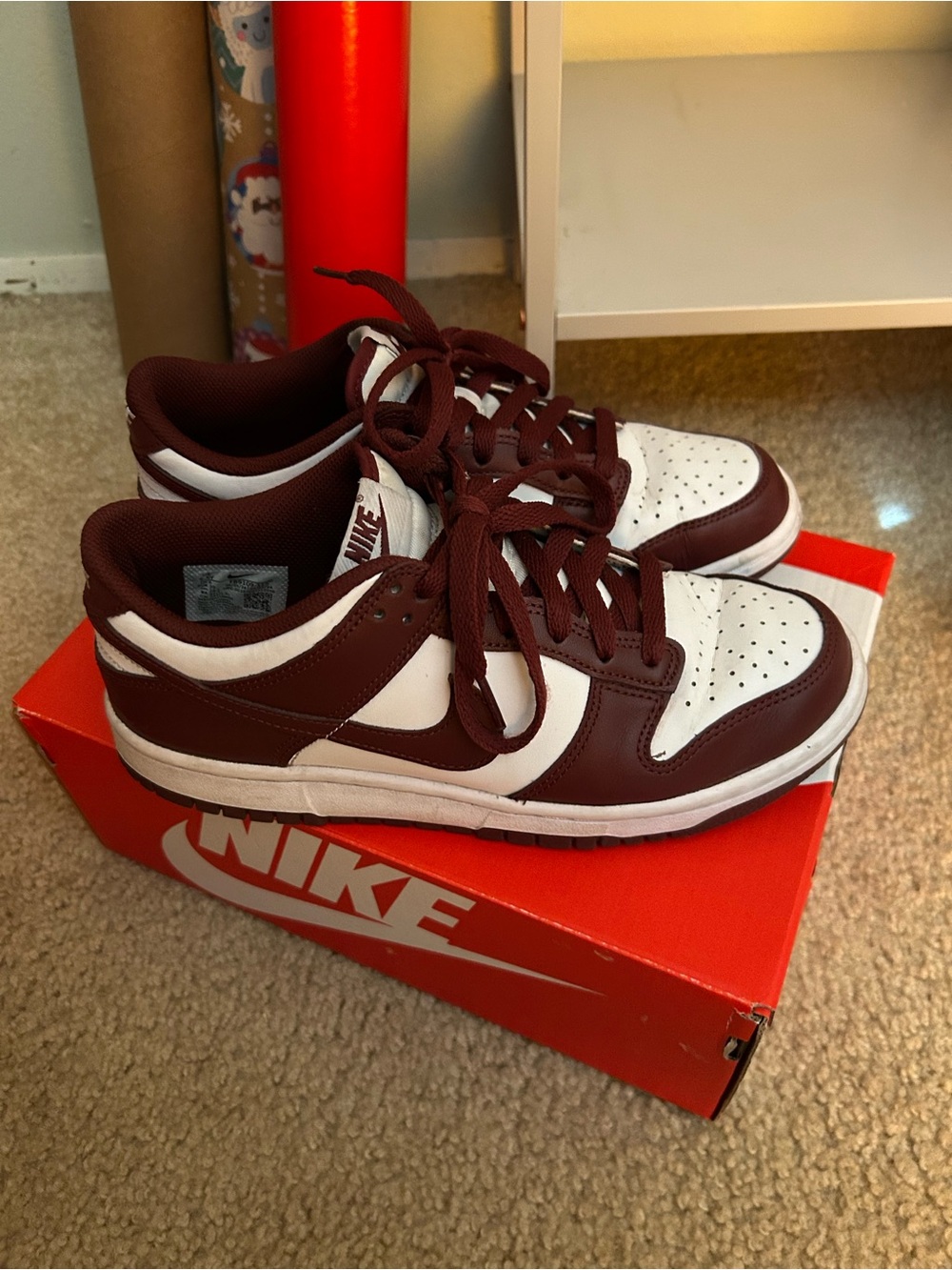 Nike Men’s Low-Top Sneakers - White & Burgundy